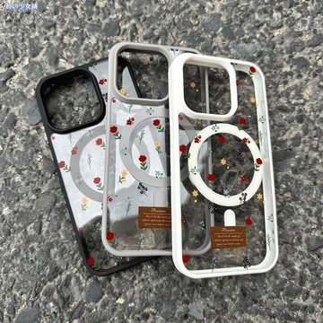 ✨iphone17手機殼✨磁吸小紅花適用蘋果17手機殼iPhone16plus秋冬款14亞克力12promax