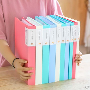 A4文件夾透明小清新多層學生用60頁資料冊試卷夾琴譜收納袋辦公用品分類插頁活頁袋檔案夾文具
