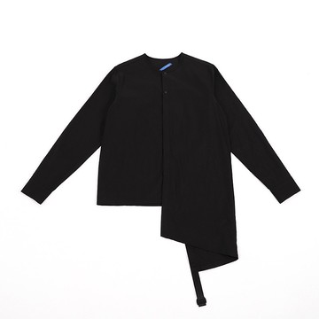 後開衩擦眼鏡襯衫 - 黑