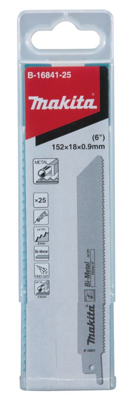 MAKITA 牧田 B-16841-25 軍刀鋸片 長度 6吋 150mm 25片 複合金屬 金屬 管材 型材