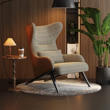 單人沙發椅 休閒椅 帶腰靠沙發 人體工學沙發椅 家用沙發椅 客廳高背椅