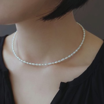 限量訂製 - 不規則米粒淡水珍珠串 14Kgf 包金頸鍊項鍊 光澤亮麗