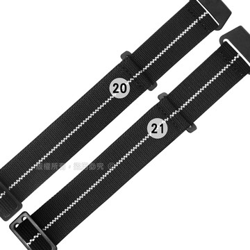 Watchband / 各品牌通用 穿戴方便 輕便柔軟 不鏽鋼扣頭 彈性尼龍錶帶 黑白色