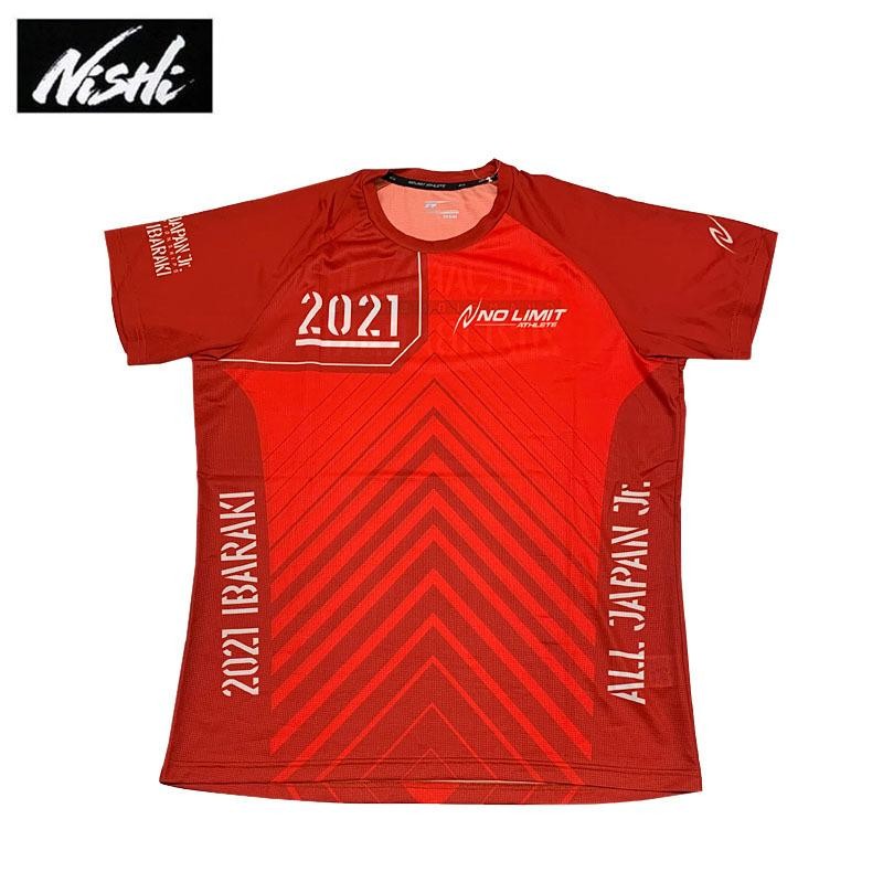 ニシスポーツ 半袖Tシャツ メンズ レディース 2021全中記念スリムシルエットTシャツ 0606/レッド×レッド 陸上 スポーツウェア NISHI  | LINEショッピング