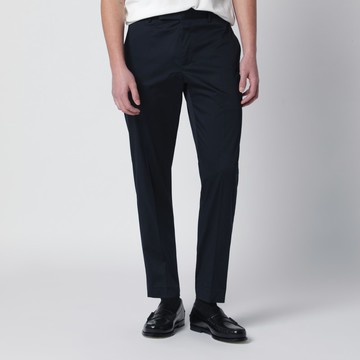 Blue cotton-blend trousers