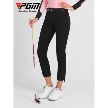 PGM高爾夫褲子春夏季薄款休閑運動九分褲修身黑色西裝長褲女速干