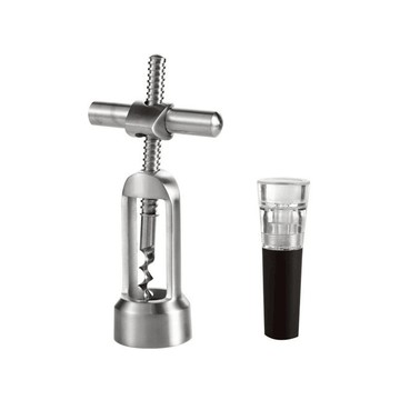 PUSH!餐廳廚房用品 304不銹鋼紅酒開瓶器 高檔手動葡萄酒起子 開酒器 酒具套裝 附瓶塞D390