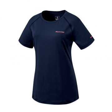 【【蘋果戶外】】山林 51P16-88 深藍 女 素面透氣排汗抗UV上衣 圓領短T 短袖 吸濕排汗衣 防曬抗UV 春夏 Mountneer