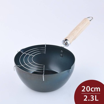 京都活具 木柄深鐵鍋 20cm 日本製 平底鍋 炒鍋 (電磁爐 IH爐可用) [美學生活]