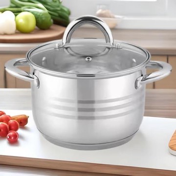 批發不銹鋼雙耳湯鍋 三件套煲燉煮蒸鍋具 廚房烹飪炊具套裝復合底