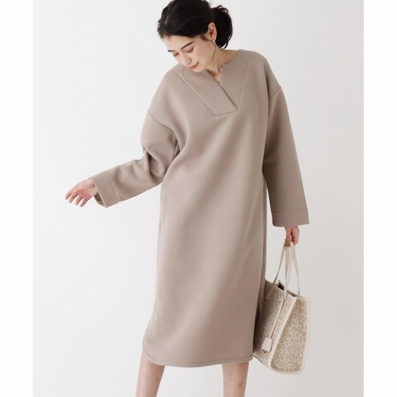 オペークドットクリップ ハニカムダンボール キーネックワンピース レディース サンドベージュ 38 M Opaque Clip 通販 Lineポイント最大get Lineショッピング