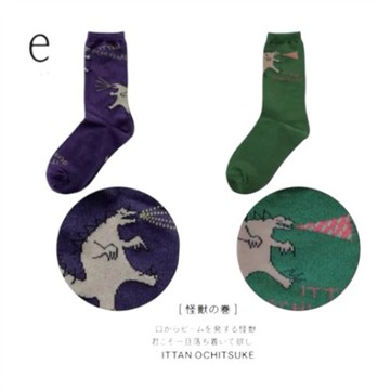 日本 Kusetsuyo 俏皮風格襪子2入組-光束怪物 22-25cm (JN147-508-05)