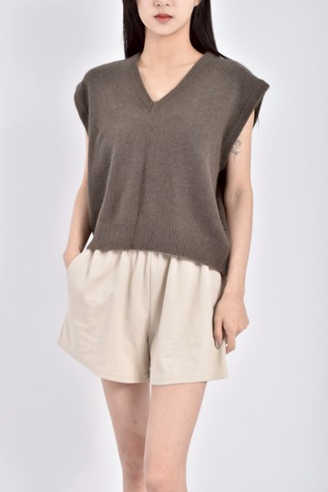 加購優惠(F) 質感針織無袖背心棕色毛衣