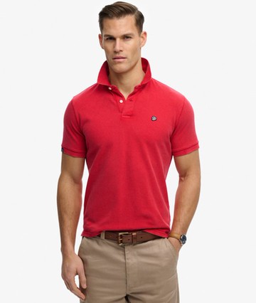 Superdry Men's Vintage Destroy Polo Shirt Red Size: L