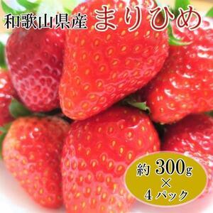 ふるさと納税 和歌山県産ブランドいちご「まりひめ」約300g×4パック入り(日高町)【配送不可地域：離島・北海道・沖縄県.. 和歌山県日高町