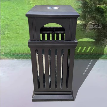 戶外小區單桶垃圾桶 高檔別墅庭院果皮箱 戶外古銅色垃圾箱