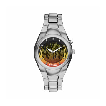 【FOSSIL】Y2K Archival Big Tic 銀色不鏽鋼錶帶手錶 40 MM LE1230