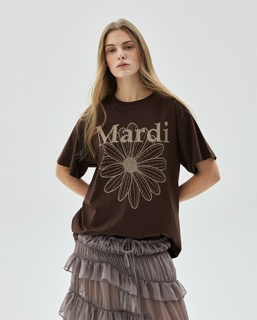 MARDI MERCREDI 印花短TEE 棕色 經典小雛菊 褐花 純棉 TSHIRT FLOWERMARDI