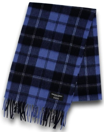 Gretna Green 深蓝色羊绒格子围巾