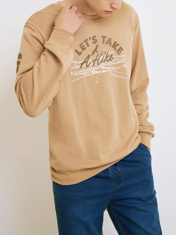 素色圓領印花大學T