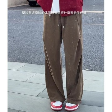 垂感設計感潮牌休閒褲 燈芯絨休閒長褲 男生長褲 休閒長褲 直筒長褲 美式復古 褲子男 男生褲子