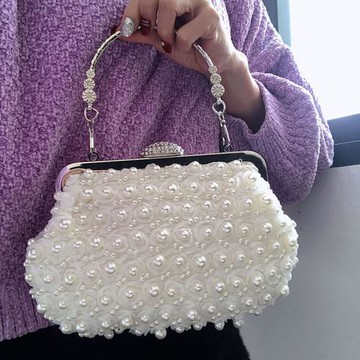 復古珍珠包晚宴包2023新款包包手提包女百搭斜挎包旗袍包婚禮手包