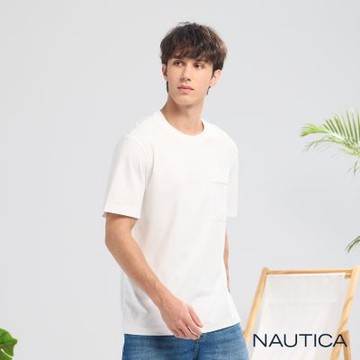 Nautica 官方旗艦 男裝 質感工裝口袋短袖涼感T恤-白色