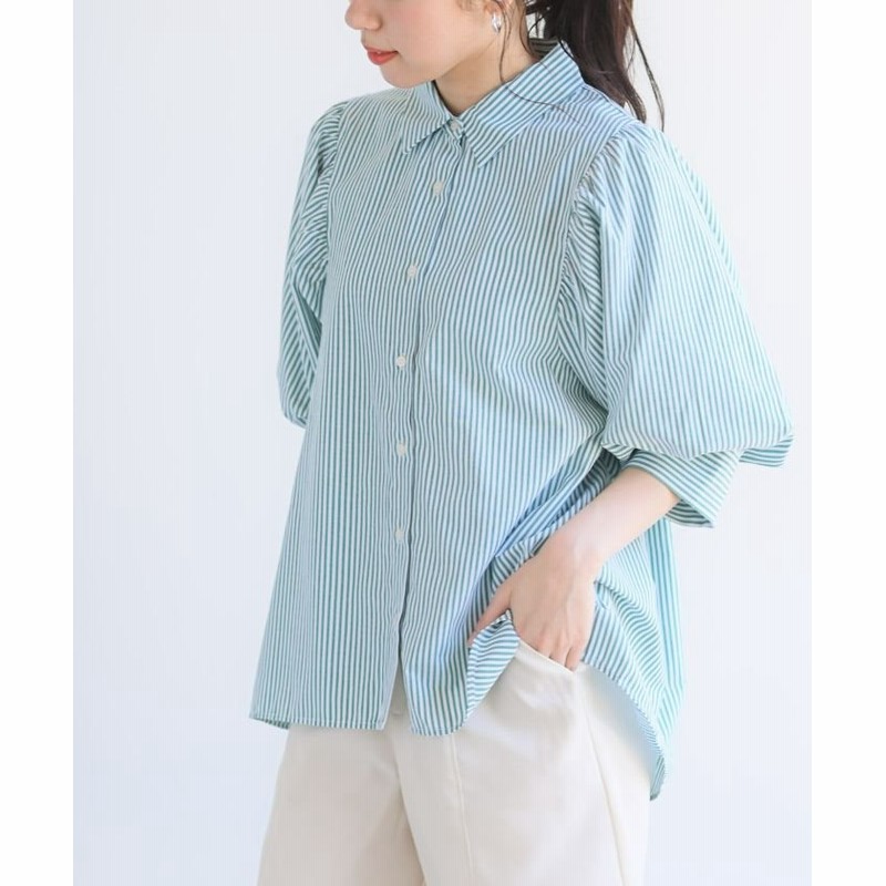 アールピーエス ボリューム７分袖ストライプブラウス レディース グリーン M Rps 通販 Lineポイント最大1 0 Get Lineショッピング