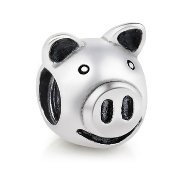 925純銀串珠．手作材料．微笑豬