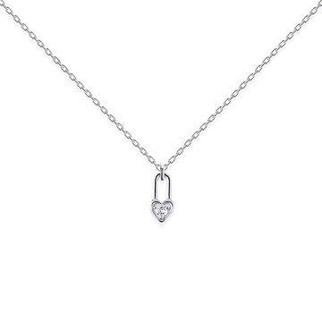 【Poesie】SEREIN｜925純銀｜排鑽｜鎖心｜疊戴｜鎖骨鍊 #單鑽愛心鎖_N0046