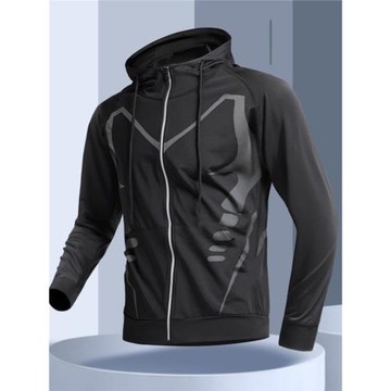 男士跑步運動健身上衣外套騎行長袖速干緊身衣跑步訓練服春秋男款