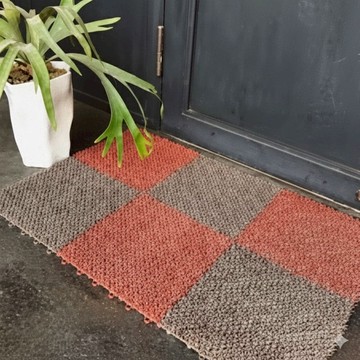 質感素面草皮拼接踏墊(4片入) 水藍