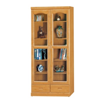 文創集 沐夏卡2.8尺二門下二抽書櫃-84x39x181cm免組