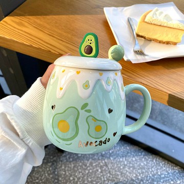 水杯女辦公室用陶瓷杯可愛水果馬克杯少女心個性潮帶蓋勺學生杯子【雲木雜貨】