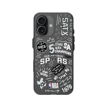 iPhone 17 Clear (相機按鈕) 酷墨灰 - NBA - 塗鴉系列-聖安東尼奧馬刺 San Antonio Spurs - Graffiti