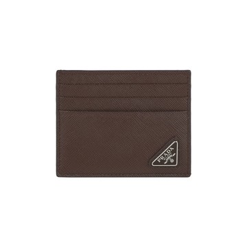 PRADA 三角牌Logo 防刮皮革6卡名片夾/卡片夾(咖啡色)
