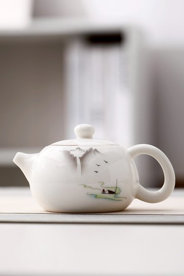 輕奢日式白瓷茶壺功夫茶具套裝家用網紅陶瓷單個壺客廳泡專用器茶