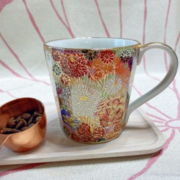 【九谷燒】手繪馬克杯-金花詰