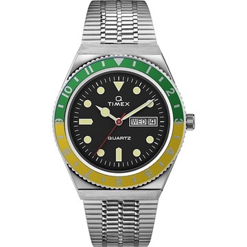 TIMEX 天美時 Q Timex經典手錶-綠x黃x黑/38mm
