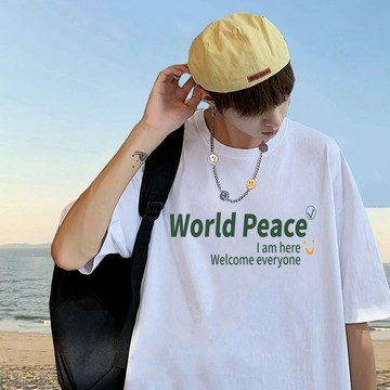 夏季重磅純棉短袖 新款英文字母印花短T 潮牌潮流 薄款設計穿搭短袖 簡約百搭 圓領寬鬆休閒短袖