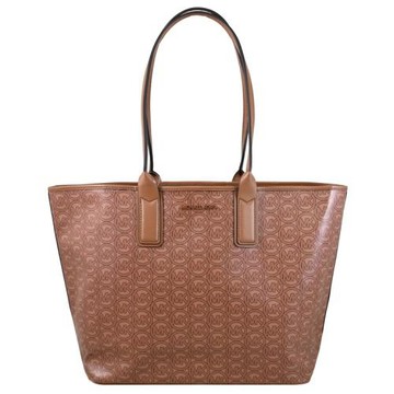 【全新福利品】MICHAEL KORS JODIE 圓標MK印花大型托特包.咖色