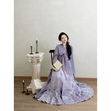 三生都【孔鳥】原創紫色馬面裙山海經漢服交領衫漢洋折衷
