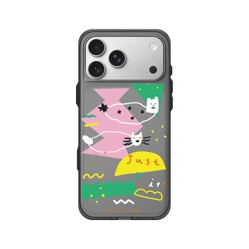 iPhone 17 Pro Max Clear (相機按鈕) 酷墨灰 - MacaronToe 馬卡龍腳趾 - 麻糬貓與綠怪獸 Ｍochi & Green