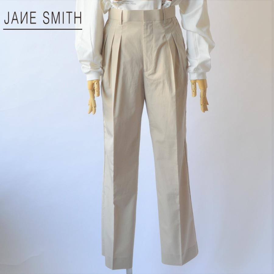 JANE SMITH ジェーンスミス 20SS 日本製 SIDELINE THREE TUCK PANTS サイドライン3タックパンツ 20SPT-#216L 34 BEIGE ボトムス【新古品】【JANE SMITH】