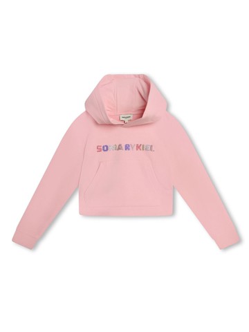 SONIA RYKIEL ENFANT - logo-embellished cotton hoodie - kids - Cotton - 12 yrs - Pink