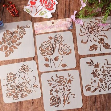 🎀免運臺灣有貨🎀花廓低語手抄報模闆植物花卉鏤空畵兒童學生彩繪畵畵模闆手賬素材