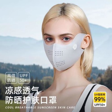 新款夏季防曬口罩女護眼角遮陽透氣孔防紫外線防蹭妝無痕冰絲面罩