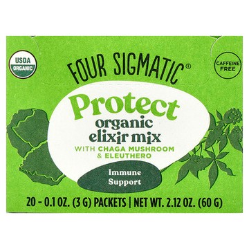 Four Sigmatic, Protect，含白樺茸和刺五加的有機混合酏劑，無咖啡萃取，20 包，每包 0.1 盎司（3 克）