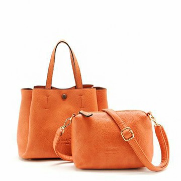 FIRANO- ORANGE 軟皮革附斜背包磁扣三層小手提包(橘色)