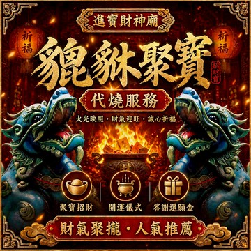 代燒服務【進寶財神廟】代燒貔貅金紙(三款任選)【財神小舖】贈送-祈福糖+貔貅招財符（高雄進寶財神廟 /免出門/招正偏財）